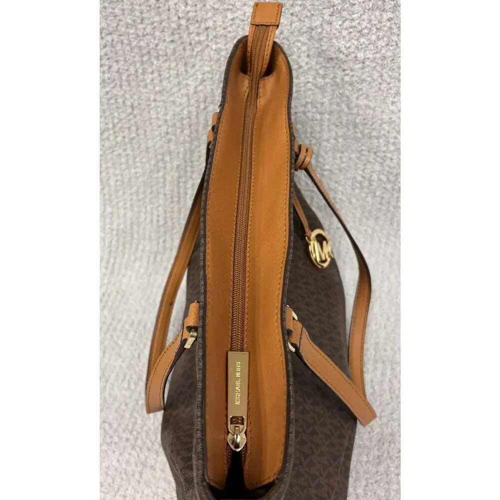 Michael Kors Brown Logo Print Medium Tote Purse #80172